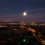 moon setting over Denver